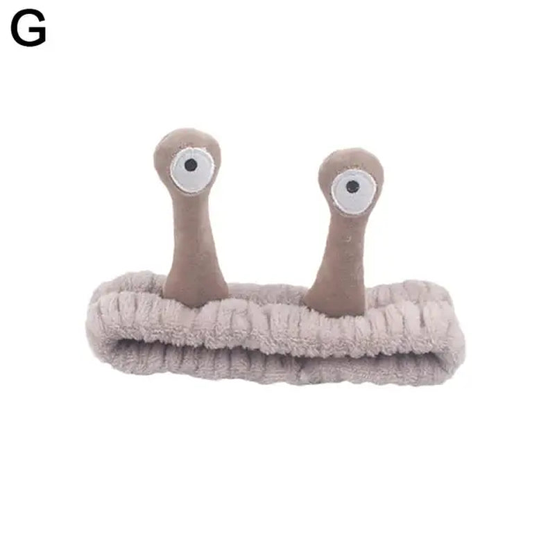 Cartoon Big Eye Snail Headband for Washing Face Cute Elastic Snail Makeup Hair Band Soft Coral Fleece Hairbands for Women Girls