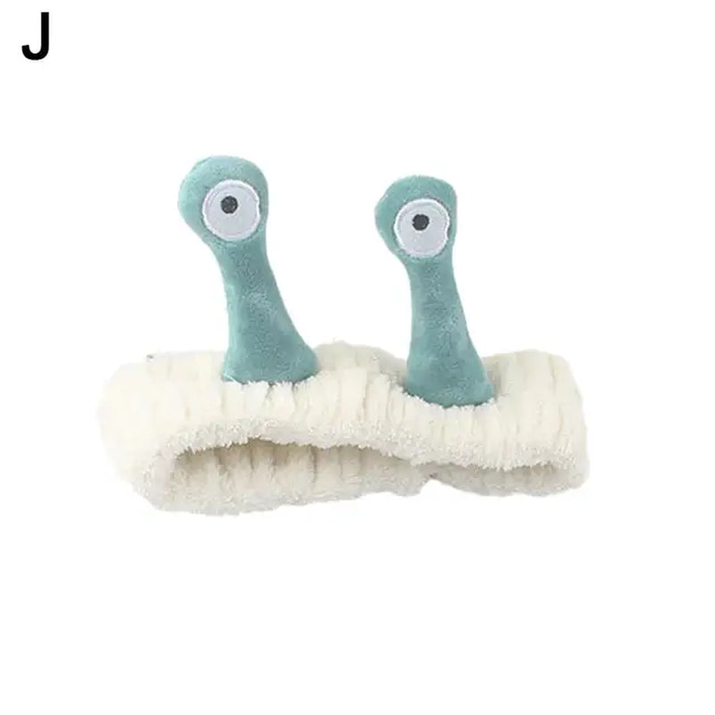 Cartoon Big Eye Snail Headband for Washing Face Cute Elastic Snail Makeup Hair Band Soft Coral Fleece Hairbands for Women Girls