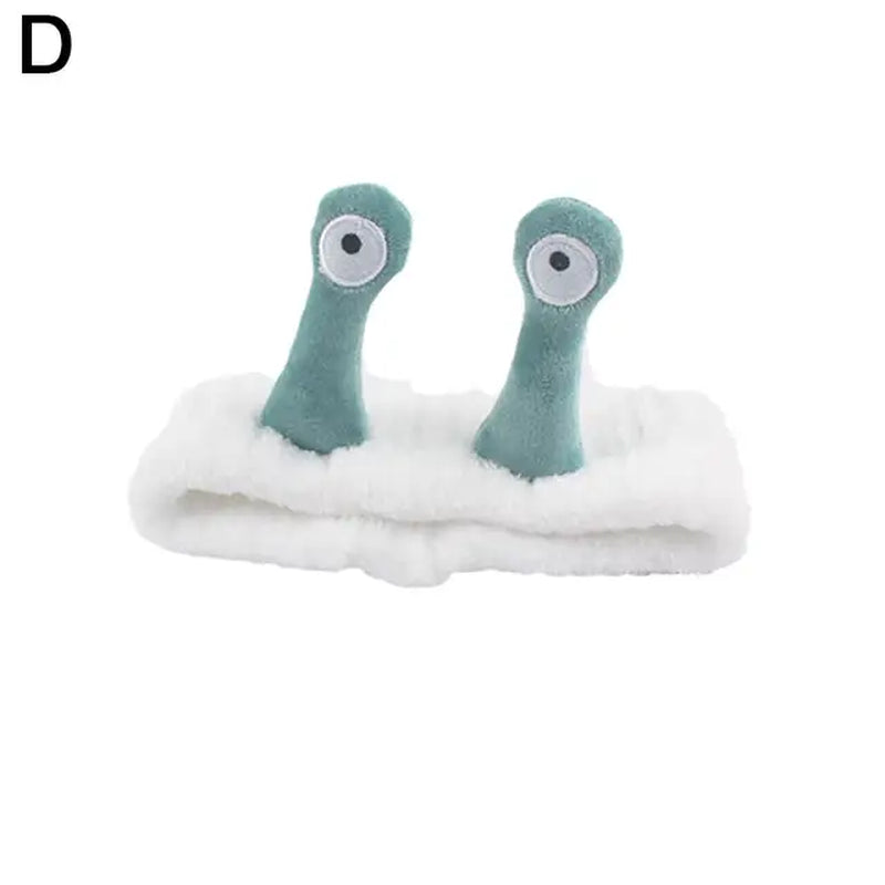 Cartoon Big Eye Snail Headband for Washing Face Cute Elastic Snail Makeup Hair Band Soft Coral Fleece Hairbands for Women Girls