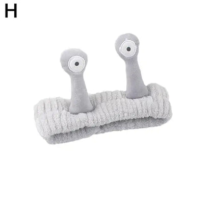 Cartoon Big Eye Snail Headband for Washing Face Cute Elastic Snail Makeup Hair Band Soft Coral Fleece Hairbands for Women Girls